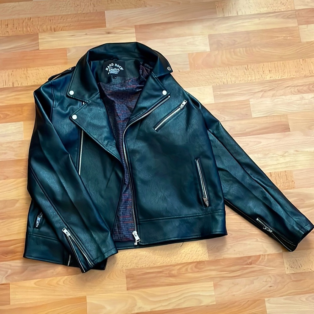 Hard Rock, Black leather jacket, original price (200) selling for (100)